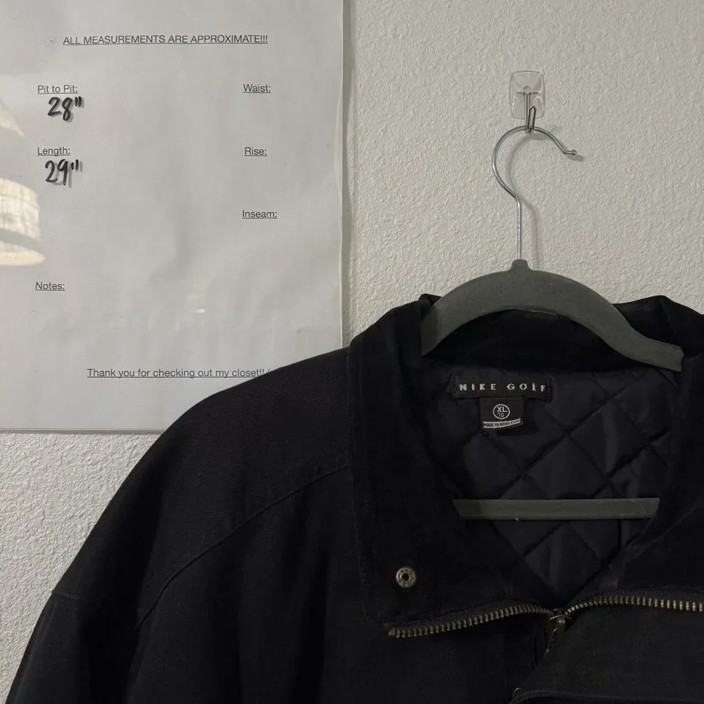 Rare Vintage Nike‎ Golf Quilt Lined Full Zip Bomber Jacket Mens XL 90s Y2K Suede
